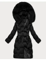 Černá dámská zimní bunda s páskem model 21439638 - S'WEST Černá dámská zimní bunda s páskem model 21439638 - S'WEST
