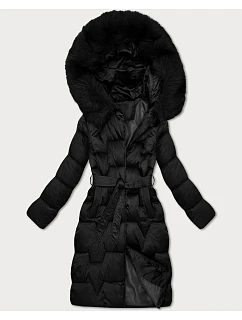 Černá dámská zimní bunda s páskem model 21439638 - S'WEST