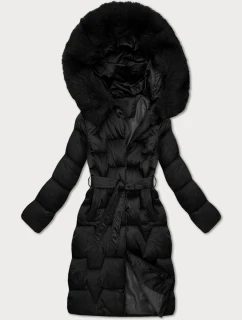 Černá dámská zimní bunda s páskem S'West (B8305-1)