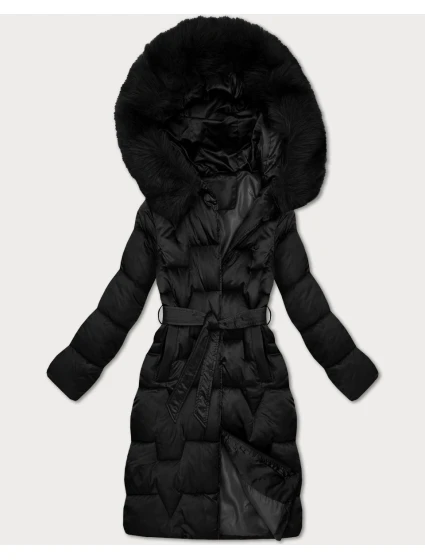 Černá dámská zimní bunda s páskem model 21439638 - S'WEST Černá dámská zimní bunda s páskem model 21439638 - S'WEST