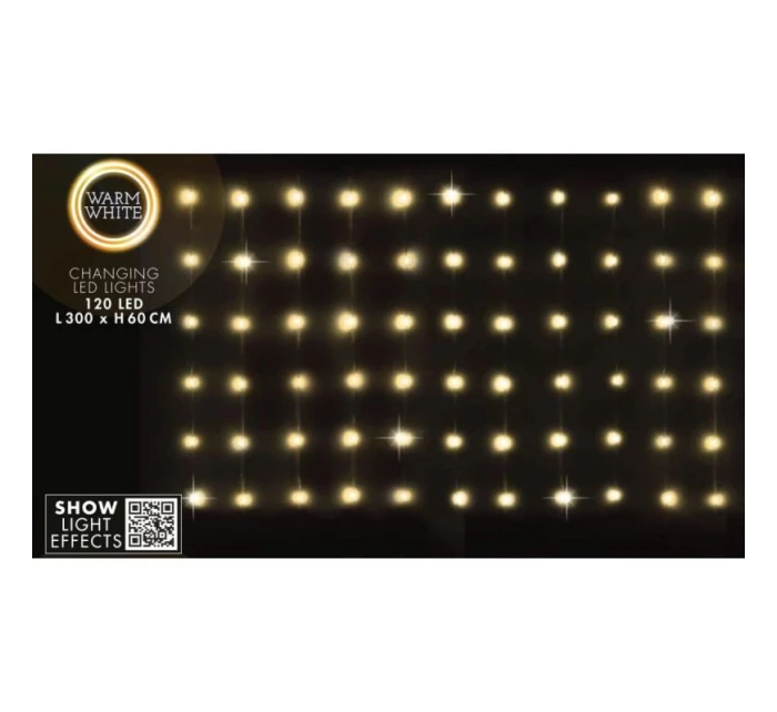 VÁNOČNÍ STROMEK SVĚTLA VENKOVNÍ/VNITŘNÍ SVĚTELNÝ ZÁVĚS 120 VEDL 300X60CM S DÁLKOVÝM OVLÁDÁNÍM TEPLÁ BÍLÁ