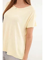 Dámská viskózová oversize halenka s krátkým rukávem a kulatým výstřihem žlutá