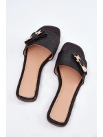 Dámské Pantofle Na Plochém Podpatku S Mašlí Černé Sallariela Dámské Pantofle Na Plochém Podpatku S Mašlí Černé Sallariela