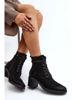 Dámské šněrovací kotníkové boty na nízkém podpatku černá Serellia Dámské šněrovací kotníkové boty na nízkém podpatku černá Serellia