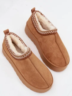 Dámské nízké sněhule Taliah na platformě s vyšíváním – camel