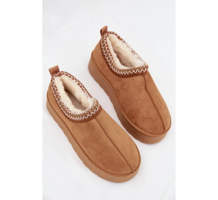 Dámské nízké sněhule Taliah na platformě s vyšíváním – camel