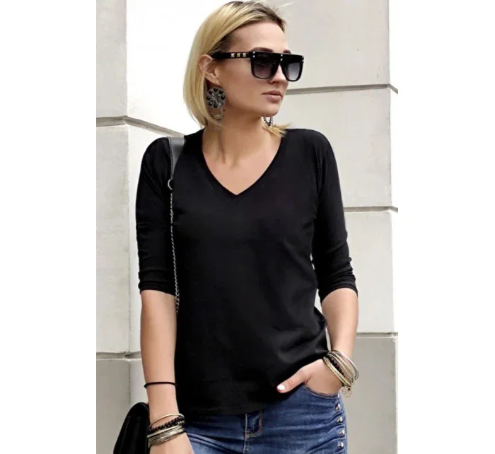 Hladká dámská halenka s výstřihem ve tvaru písmene "V" Hladká dámská halenka s výstřihem ve tvaru písmene "V"