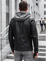 Pánská kožená bunda s kapucí TX4950 černá - FashionStreet Pánská kožená bunda s kapucí TX4950 černá - FashionStreet