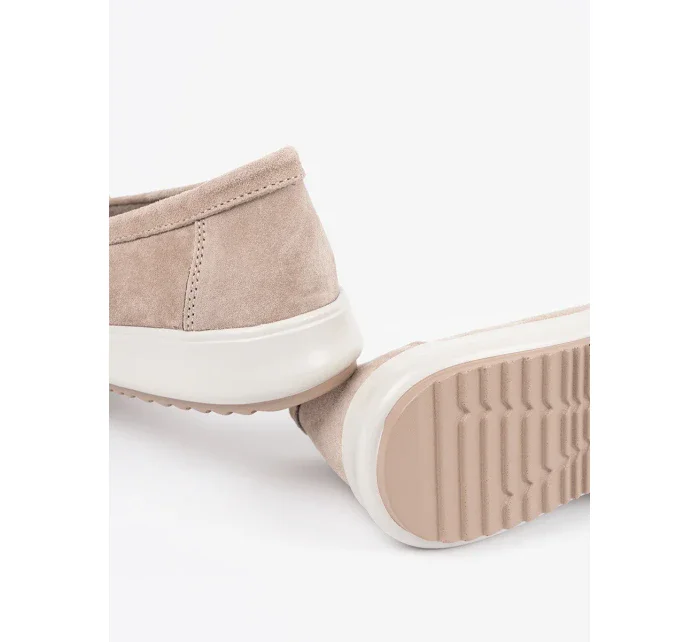 Designové dámské hnědé  mokasíny platforma