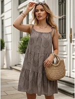 Dámské letní bavlněné vzdušné šaty v barvě mokka, FashionStreet EY2676 Dámské letní bavlněné vzdušné šaty v barvě mokka, FashionStreet EY2676