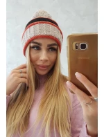 Dámská čepice Kinga K297 černá+červená+béžová Dámská čepice Kinga K297 černá+červená+béžová