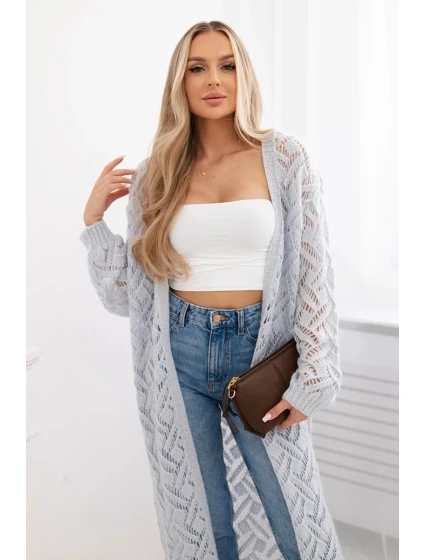 Svetr dlouhý kardigan Super  modrý model 20247429 - K-Fashion