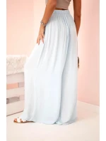 Široké dámské kalhoty s elastickým pasem modrý