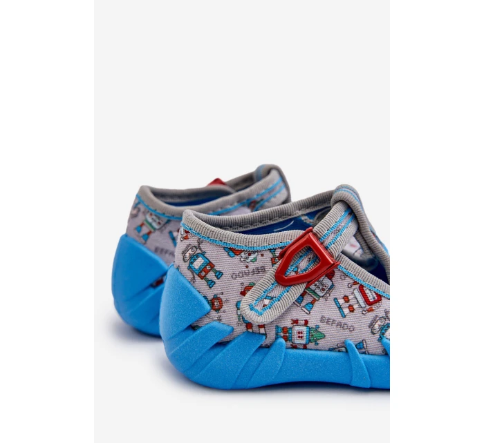 Pohodlné Dětské Domácí Obuv BEFADO 110N483 Modro-šedé Pohodlné Dětské Domácí Obuv BEFADO 110N483 Modro-šedé