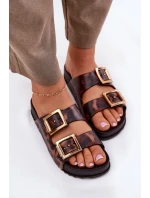 Dámské Pantofle S Přezkami Leopardí Hnědé model 21695871 - Zaxy