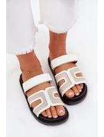 Dámské pantofle na platformě se suchým zipem bílé model 21703973 - Boto Dámské pantofle na platformě se suchým zipem bílé model 21703973 - Boto