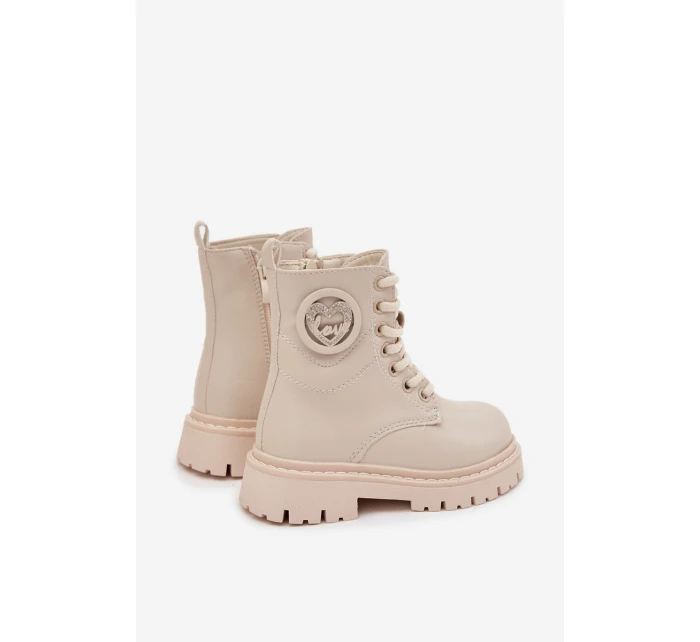 Dívčí kotníkové boty s s kožešinou LOVE béžové model 21724989 - Boto