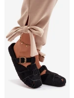 Dámské Mule S Pásky A Zlatou Přezkou Černé Ganelle Dámské Mule S Pásky A Zlatou Přezkou Černé Ganelle
