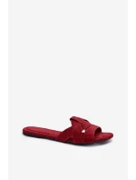 Plochké dámské pantofle s pásky bordové Pavelle