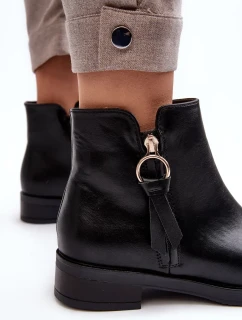 Kožené dámské ploché boty Black Vasica
