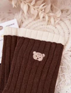 Dámské bavlněné ponožky s malým medvídkem – čokoládové