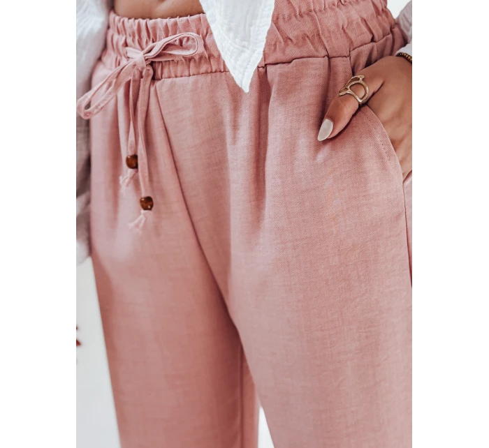 Dámské látkové kalhoty LINESSA růžové FashionStreet UY2645