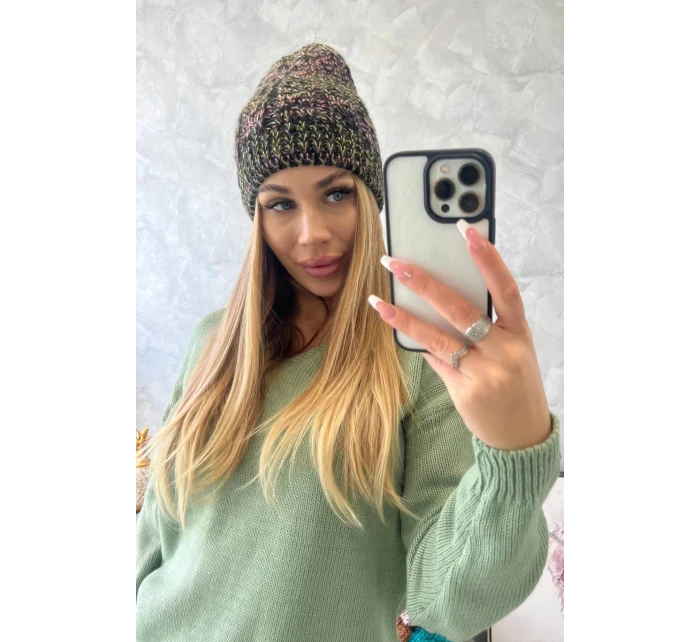 Fleecová čepice Melisa K241 black+olive