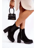 Dámské semišové boty na platformě Černe model 21598791 - Boto Dámské semišové boty na platformě Černe model 21598791 - Boto