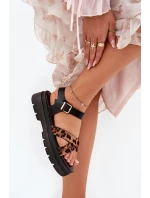 Dámské sandály na platformě s leopardím vzorem hnědé model 21688431 - Boto