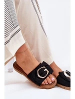 Plné Dámské Sandály S Ozdobným Detalem Černé Nellodra