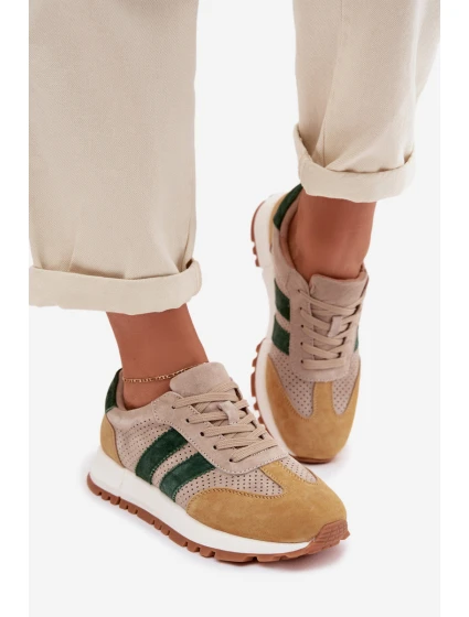 Dámské tenisky z pravé semišové kůže béžovo-žluté Marceline