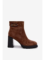 Zateplené kozačky z přírodního semiše Vinceza 91172 Camel