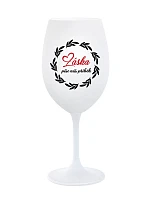 LÁSKA PÍŠE NÁŠ PŘÍBĚH - bílá sklenice na víno 350 ml