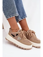 Dámské boty na platformě A209 béžové - Sweet Shoes