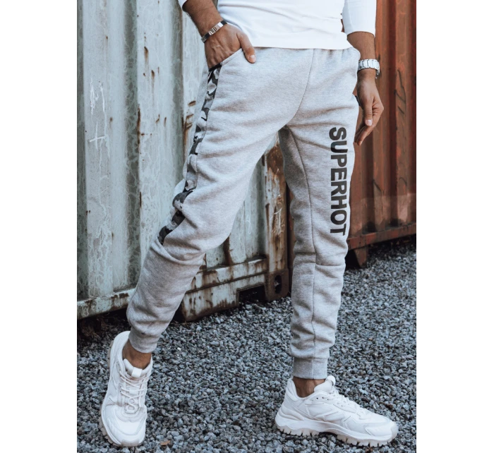 Pánské tepláky s potiskem světle šedé FashionStreet UX4446