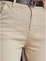 Dámské bavlněné kalhoty slim fit s páskem TAIRONIK tmavě béžové FashionStreet UY2545 Dámské bavlněné kalhoty slim fit s páskem TAIRONIK tmavě béžové FashionStreet UY2545