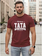 Tshirt męski z nadrukiem dla bawełniany bordowy model 22217712 - FashionStreet