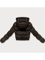 Oboustranná dámská krátká bunda v čokoládové barvě s panteřím vzorem model 21308841 - MINORITY