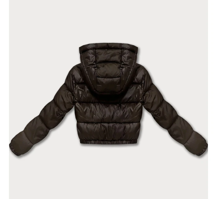 Oboustranná dámská krátká bunda v čokoládové barvě s panteřím vzorem model 21308841 - MINORITY