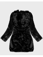 Černá dámská kožešinová bunda s kapucí model 21757977 - S'WEST