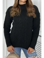 Svetr model 18966176 přes hlavu černý - K-Fashion Svetr model 18966176 přes hlavu černý - K-Fashion