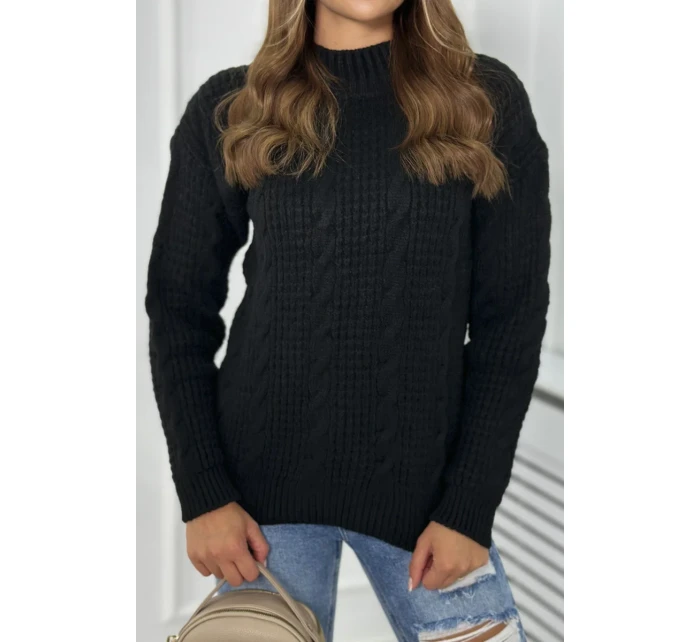 Svetr model 18966176 přes hlavu černý - K-Fashion Svetr model 18966176 přes hlavu černý - K-Fashion