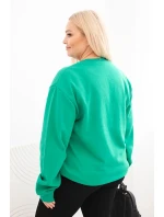 Dámská mikina Plus Size bavlněná basic s kulatým výstřihem světle zelená