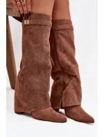 Kozačky Eko semišové  na zip vyhřívané  tmavě béžové model 21770276 - Boto