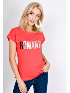 Dámské tričko s nápisem "Romantic" - červená