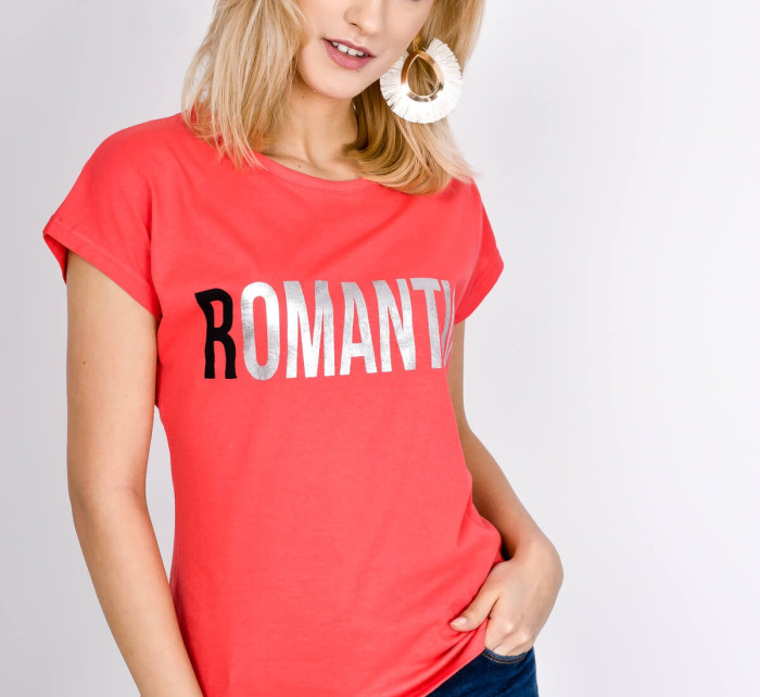 Dámské tričko s nápisem "Romantic" - červená