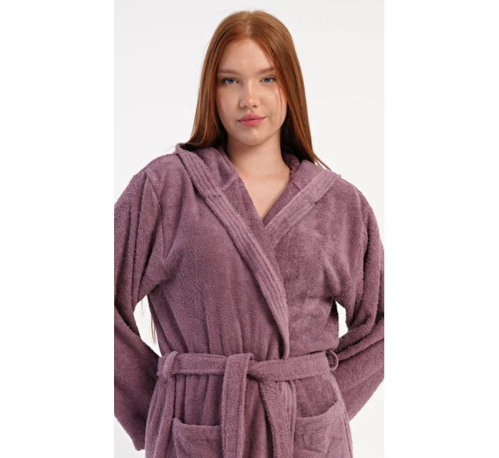 Dámský župan dlouhý s kapucí Vřes