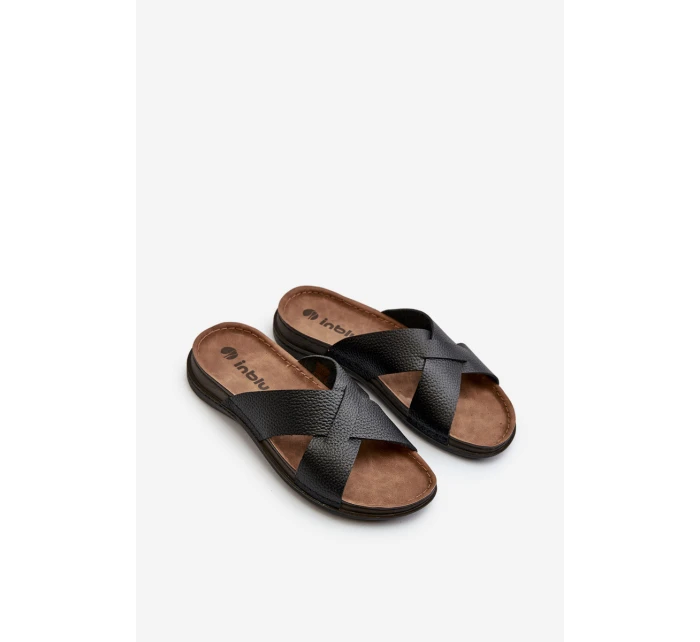 Lehké pohodlné pánské sandály s přezkami model 21665707 černé - Inblu