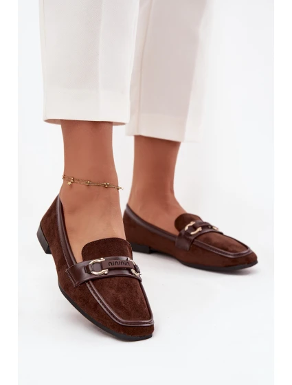 Mokasyny Loafersy Dámské S Ozdobným Prvkem Čokoládové Evelora Mokasyny Loafersy Dámské S Ozdobným Prvkem Čokoládové Evelora