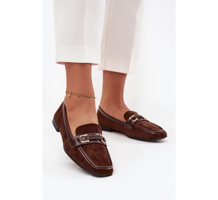 Mokasyny Loafersy Dámské S Ozdobným Prvkem Čokoládové Evelora Mokasyny Loafersy Dámské S Ozdobným Prvkem Čokoládové Evelora